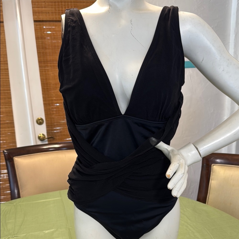 Spiegel Black One Piece Swimwear Plunging V-Neck